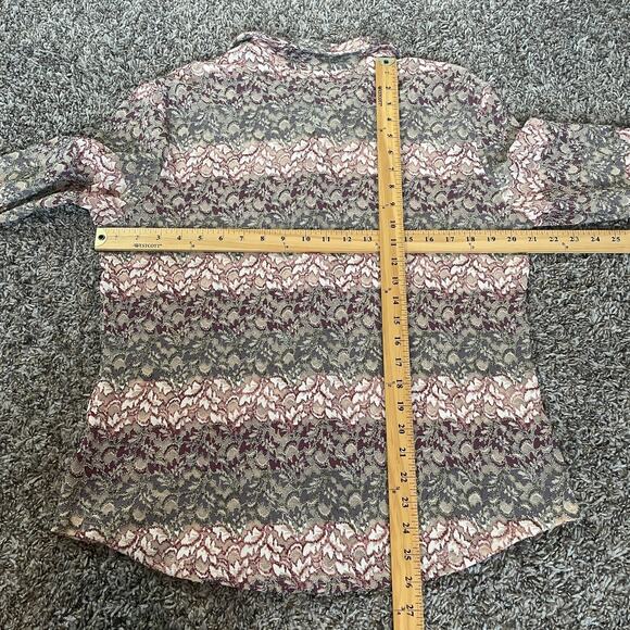 Y2K Top Womens Size XL Pink Striped Sheer Lace Stretch Fairy Whimsigoth Coquette - Picture 10 of 11